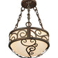Meyda Lighting Lilliana 12" 3-Light Rustic Iron Inverted Pendant Light With Sahara Taupe Idalight Shade
