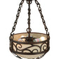 Meyda Lighting Lilliana 12" 3-Light Rustic Iron Inverted Pendant Light With Sahara Taupe Idalight Shade