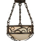 Meyda Lighting Lilliana 12" 3-Light Rustic Iron Inverted Pendant Light With Sahara Taupe Idalight Shade