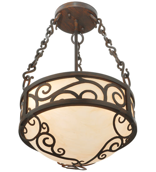 Meyda Lighting Lilliana 12" 3-Light Rustic Iron Inverted Pendant Light With Sahara Taupe Idalight Shade