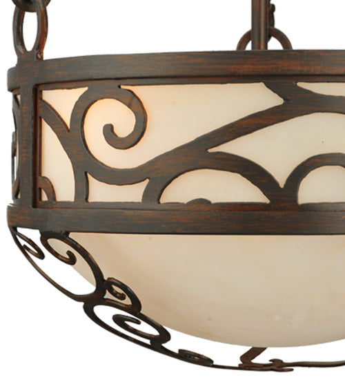 Meyda Lighting Lilliana 12" 3-Light Rustic Iron Inverted Pendant Light With Sahara Taupe Idalight Shade