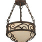 Meyda Lighting Lilliana 12" 3-Light Rustic Iron Inverted Pendant Light With Sahara Taupe Idalight Shade