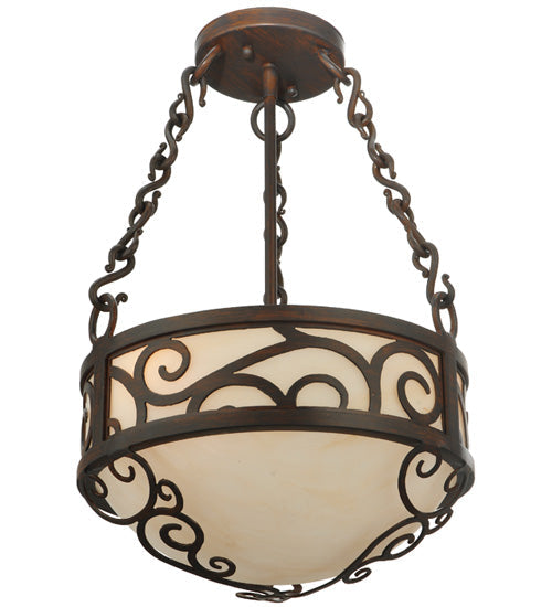 Meyda Lighting Lilliana 12" 3-Light Rustic Iron Inverted Pendant Light With Sahara Taupe Idalight Shade