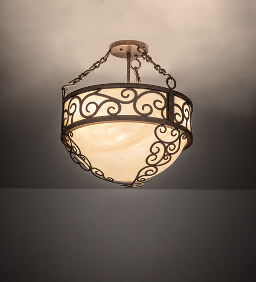 Meyda Lighting Lilliana 16" 3-Light Cortez Gold Inverted Pendant Light With Sahara Taupe Idalight Shade