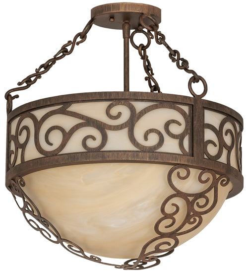 Meyda Lighting Lilliana 16" 3-Light Cortez Gold Inverted Pendant Light With Sahara Taupe Idalight Shade