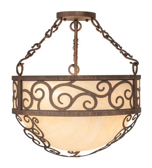Meyda Lighting Lilliana 16" 3-Light Cortez Gold Inverted Pendant Light With Sahara Taupe Idalight Shade