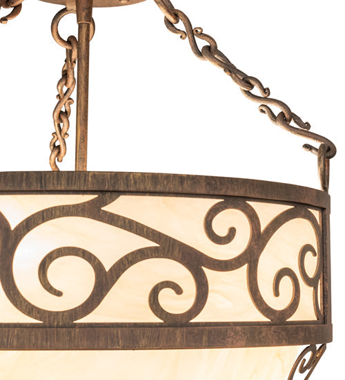 Meyda Lighting Lilliana 16" 3-Light Cortez Gold Inverted Pendant Light With Sahara Taupe Idalight Shade