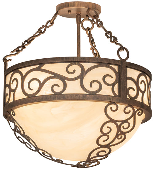 Meyda Lighting Lilliana 16" 3-Light Cortez Gold Inverted Pendant Light With Sahara Taupe Idalight Shade