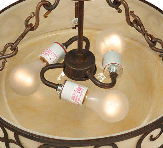Meyda Lighting Lilliana 16" 3-Light Rustic Iron Inverted Pendant Light With Sahara Taupe Idalight Shade