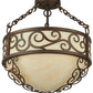 Meyda Lighting Lilliana 16" 3-Light Rustic Iron Inverted Pendant Light With Sahara Taupe Idalight Shade