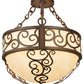 Meyda Lighting Lilliana 16" 3-Light Rustic Iron Inverted Pendant Light With Sahara Taupe Idalight Shade