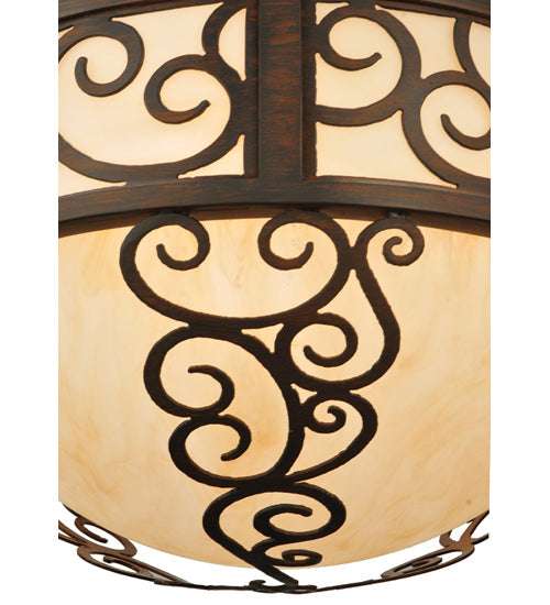 Meyda Lighting Lilliana 16" 3-Light Rustic Iron Inverted Pendant Light With Sahara Taupe Idalight Shade