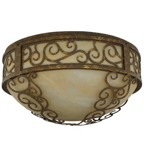 Meyda Lighting Lilliana 21" 3-Light Pompeii Gold Flush Mount Light With Sahara Taupe Idalight Shade