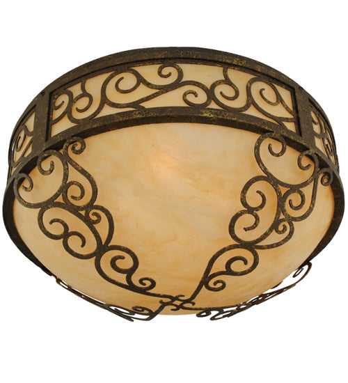 Meyda Lighting Lilliana 21" 3-Light Pompeii Gold Flush Mount Light With Sahara Taupe Idalight Shade