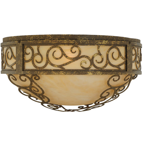 Meyda Lighting Lilliana 21" 3-Light Pompeii Gold Flush Mount Light With Sahara Taupe Idalight Shade