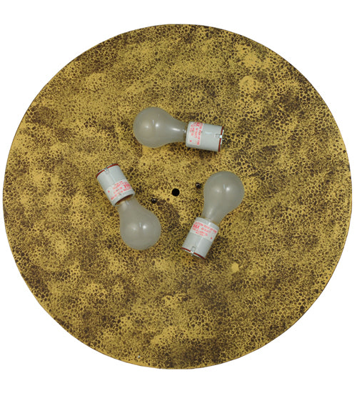 Meyda Lighting Lilliana 21" 3-Light Pompeii Gold Flush Mount Light With Sahara Taupe Idalight Shade