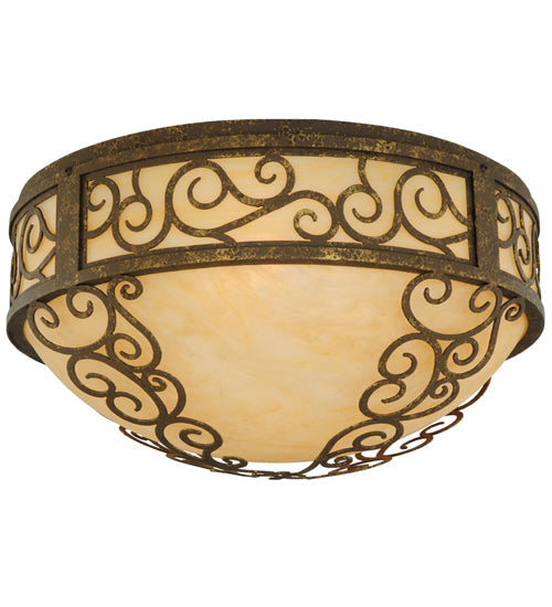 Meyda Lighting Lilliana 21" 3-Light Pompeii Gold Flush Mount Light With Sahara Taupe Idalight Shade