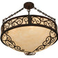 Meyda Lighting Lilliana 24" 4-Light Rustic Iron Inverted Pendant Light With Sahara Taupe Idalight Shade