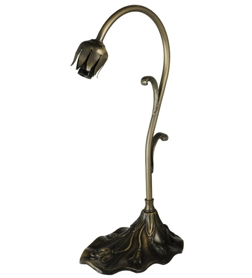 Meyda Lighting Lily 15" Antique Brass Gooseneck Table Lamp Base