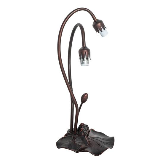Meyda Lighting Lily 16" 2-Light Mahogany Bronze Gooseneck Table Lamp Base