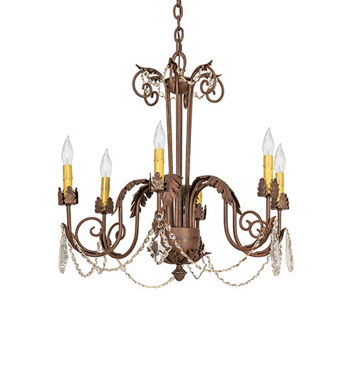 Meyda Lighting Lindsay 26" 6-Light Cortez Gold Chandelier With Ivory Faux Candlelight