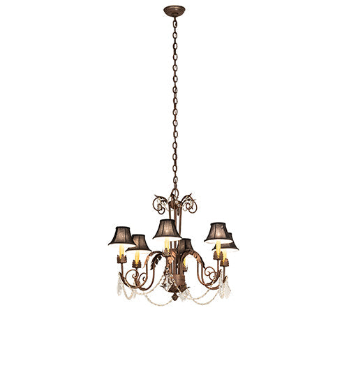 Meyda Lighting Lindsay 30" 6-Light Cortez Gold Chandelier With Black Giltedge Shade