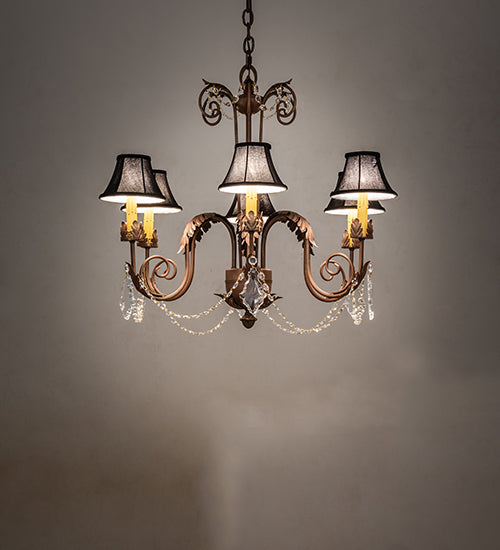 Meyda Lighting Lindsay 30" 6-Light Cortez Gold Chandelier With Black Giltedge Shade