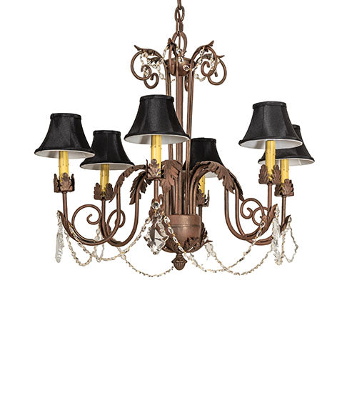 Meyda Lighting Lindsay 30" 6-Light Cortez Gold Chandelier With Black Giltedge Shade