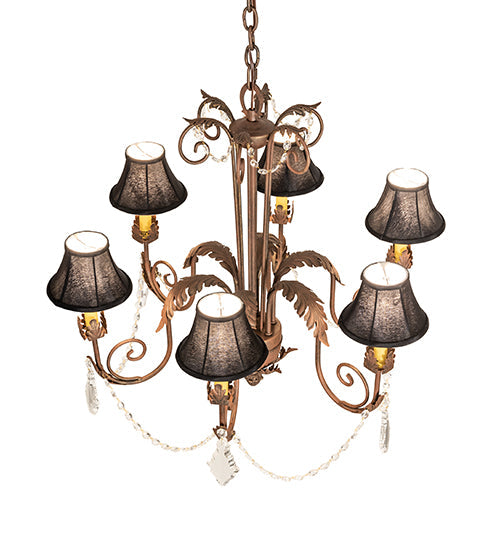 Meyda Lighting Lindsay 30" 6-Light Cortez Gold Chandelier With Black Giltedge Shade
