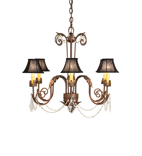 Meyda Lighting Lindsay 30" 6-Light Cortez Gold Chandelier With Black Giltedge Shade