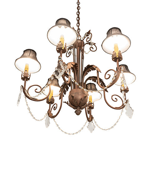 Meyda Lighting Lindsay 30" 6-Light Cortez Gold Chandelier With Black Giltedge Shade