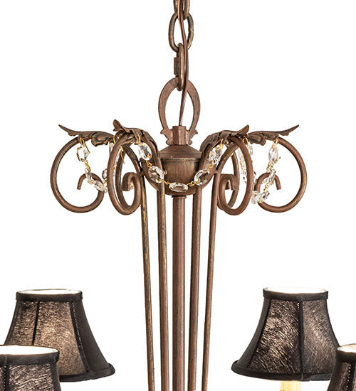Meyda Lighting Lindsay 30" 6-Light Cortez Gold Chandelier With Black Giltedge Shade