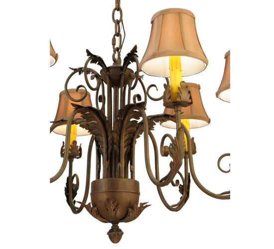 Meyda Lighting Lindsay 30" 6-Light Cortez Gold Chandelier With Taupe Textrene Shade