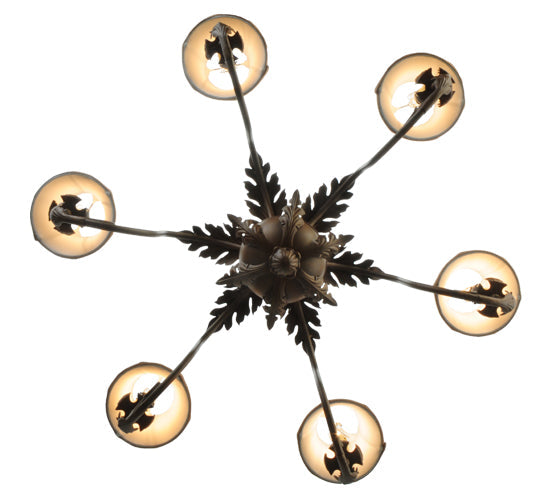 Meyda Lighting Lindsay 30" 6-Light Cortez Gold Chandelier With Taupe Textrene Shade