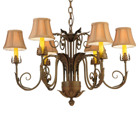 Meyda Lighting Lindsay 30" 6-Light Cortez Gold Chandelier With Taupe Textrene Shade