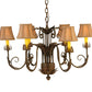 Meyda Lighting Lindsay 30" 6-Light Cortez Gold Chandelier With Taupe Textrene Shade