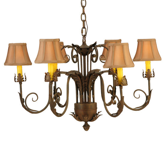 Meyda Lighting Lindsay 30" 6-Light Cortez Gold Chandelier With Taupe Textrene Shade