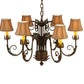 Meyda Lighting Lindsay 30" 6-Light Cortez Gold Chandelier With Taupe Textrene Shade