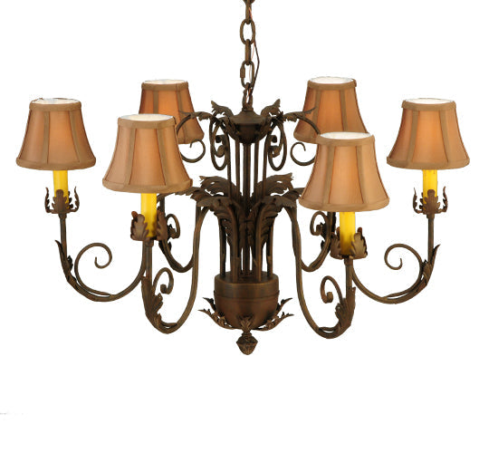 Meyda Lighting Lindsay 30" 6-Light Cortez Gold Chandelier With Taupe Textrene Shade