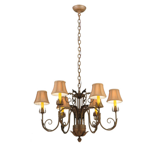 Meyda Lighting Lindsay 30" 6-Light Cortez Gold Chandelier With Taupe Textrene Shade