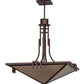 Meyda Lighting Lineage 38" 4-Light Mahogany Bronze Inverted Pendant Light With Silver Mica Shade Glass