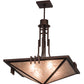 Meyda Lighting Lineage 38" 4-Light Mahogany Bronze Inverted Pendant Light With Silver Mica Shade Glass