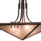Meyda Lighting Lineage 38" 4-Light Mahogany Bronze Inverted Pendant Light With Silver Mica Shade Glass