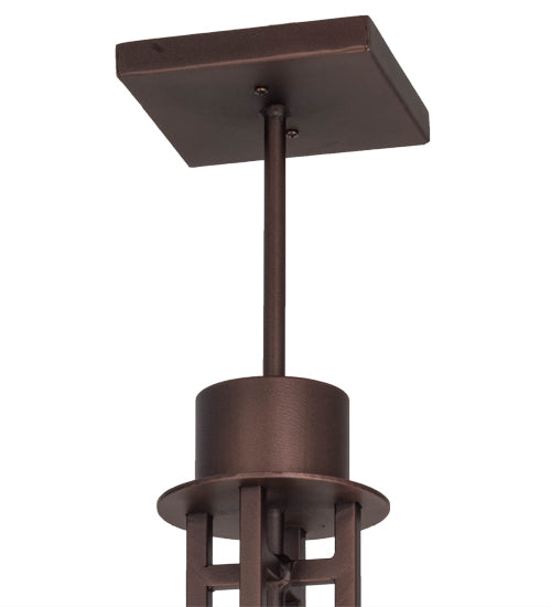 Meyda Lighting Lineage 38" 4-Light Mahogany Bronze Inverted Pendant Light With Silver Mica Shade Glass