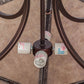 Meyda Lighting Lineage 38" 4-Light Mahogany Bronze Inverted Pendant Light With Silver Mica Shade Glass