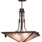 Meyda Lighting Lineage 38" 4-Light Mahogany Bronze Inverted Pendant Light With Silver Mica Shade Glass