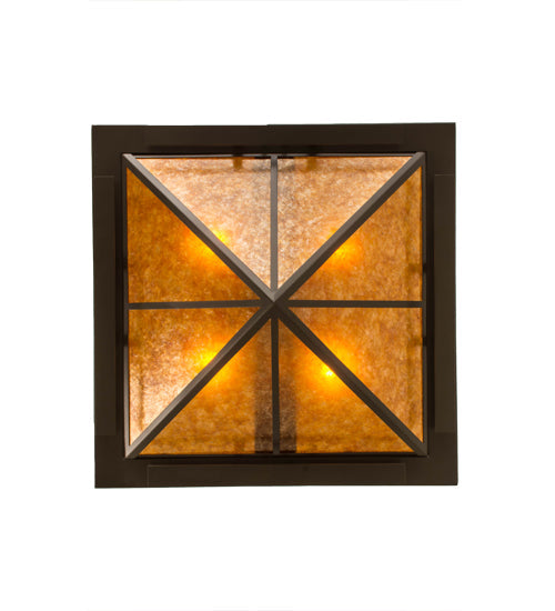 Meyda Lighting Lineage 38" 4-Light Timeless Bronze Inverted Pendant Light With Amber Mica Shade Glass