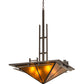 Meyda Lighting Lineage 38" 4-Light Timeless Bronze Inverted Pendant Light With Amber Mica Shade Glass