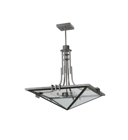 Meyda Lighting Lineage 38" 4-Light Timeless Bronze Inverted Pendant Light With Clear Shade Glass