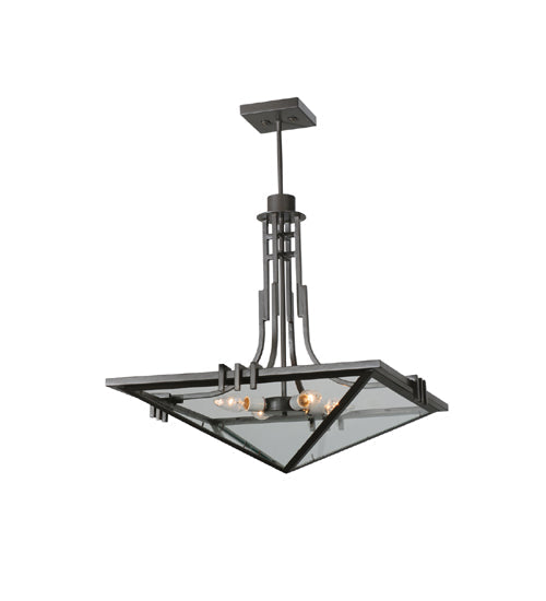 Meyda Lighting Lineage 38" 4-Light Timeless Bronze Inverted Pendant Light With Clear Shade Glass